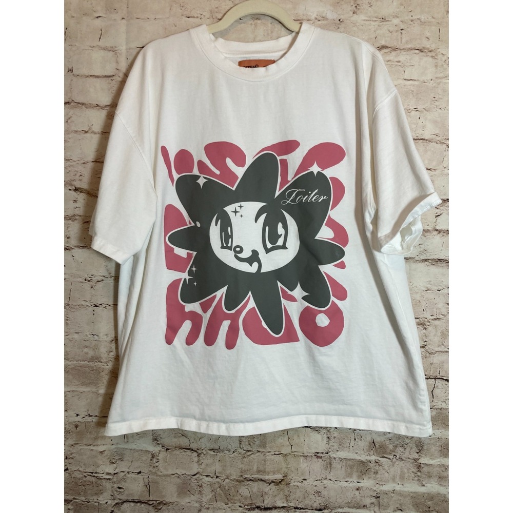 Loiter Utopia Fleur T-Shirt Men's XL White & Pink Street Wear Utopia Inner Peace